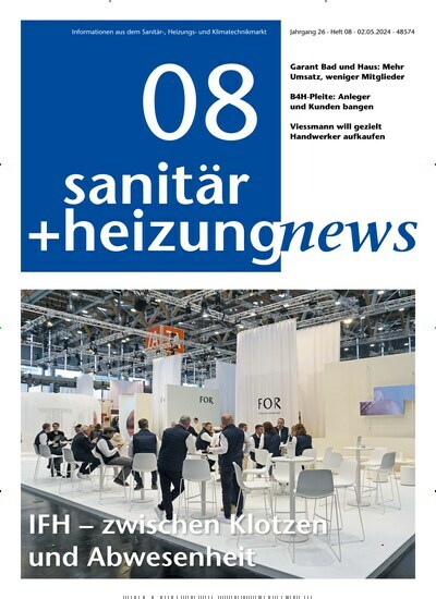 Titelbild der Ausgabe 8/2024 von sanitär + heizung news. Diese Zeitschrift und viele weitere Architekturzeitschriften und Bauzeitschriften als Abo oder epaper bei United Kiosk online kaufen.