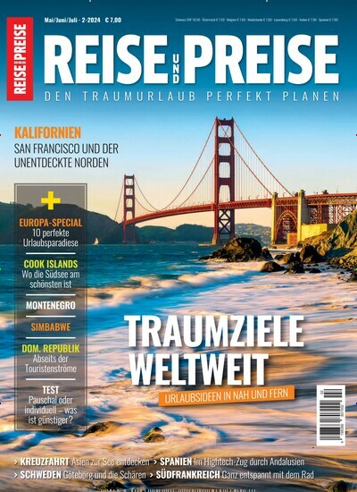 Titelbild der Ausgabe 2/2024 von REISE und PREISE. Diese Zeitschrift und viele weitere Reisemagazine, Freizeitmagazine und Wissensmagazine als Abo oder epaper bei United Kiosk online kaufen.