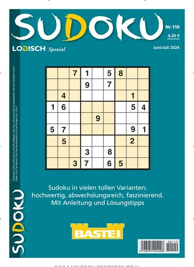 Titelbild der Ausgabe 110/2024 von Sudoku Logisch Spezial. Diese Zeitschrift und viele weitere Groschenromane und Rätselhefte als Abo oder epaper bei United Kiosk online kaufen.