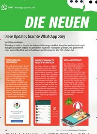 Titelbild der Ausgabe 1/2020 von WhatsApp Updates 2019: DIE NEUEN FUNKTIONEN 2019. Zeitschriften als Abo oder epaper bei United Kiosk online kaufen.