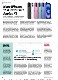 Titelbild der Ausgabe 11/2024 von Neue iPhones 16 & iOS 18 mit Apples KI. Zeitschriften als Abo oder epaper bei United Kiosk online kaufen.