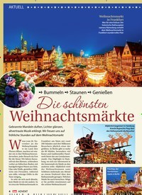 Titelbild der Ausgabe 1/2018 von • Bummeln • Staunen • Genießen: Die schönsten Weihnachtsmärkte. Zeitschriften als Abo oder epaper bei United Kiosk online kaufen.