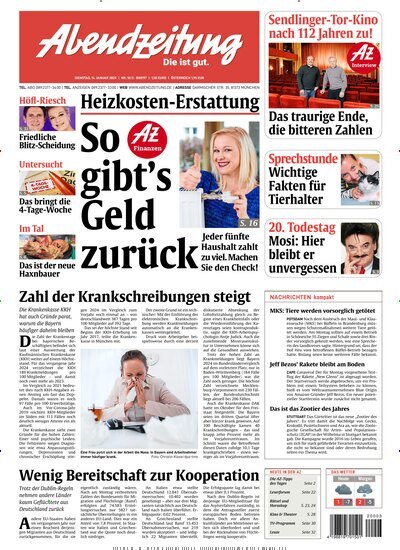 Titelbild der Ausgabe 11/2025 von Abendzeitung München. Diese Zeitschrift und viele weitere Zeitungsabos als Abo oder epaper bei United Kiosk online kaufen.