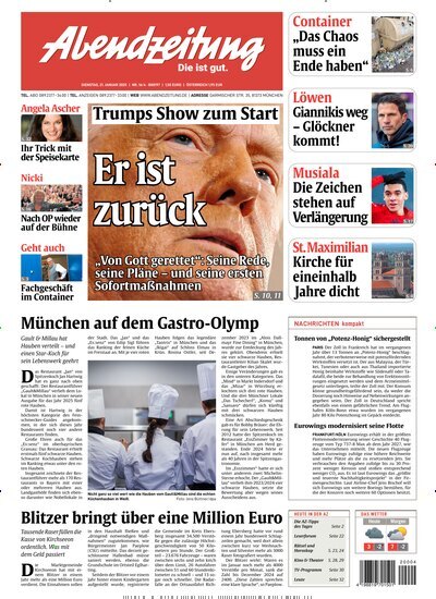 Titelbild der Ausgabe 16/2025 von Abendzeitung München. Diese Zeitschrift und viele weitere Zeitungsabos als Abo oder epaper bei United Kiosk online kaufen.