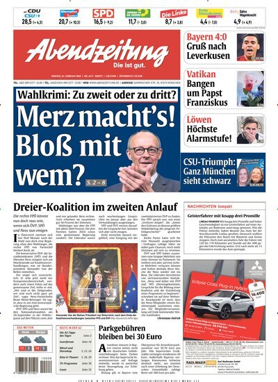 Titelbild der Ausgabe 45/2025 von Abendzeitung München. Diese Zeitschrift und viele weitere Zeitungsabos als Abo oder epaper bei United Kiosk online kaufen.