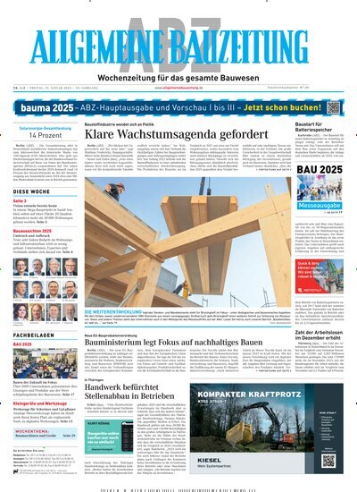 Titelbild der Ausgabe 2/2025 von ABZ - Allgemeine Bauzeitung. Diese Zeitschrift und viele weitere Architekturzeitschriften und Bauzeitschriften als Abo oder epaper bei United Kiosk online kaufen.