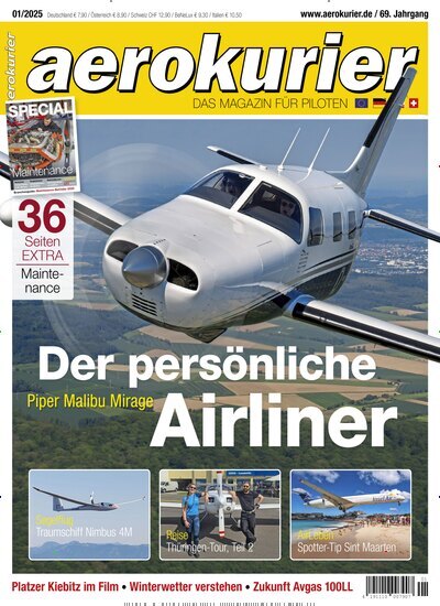 Titelbild der Ausgabe 1/2025 von aerokurier. Diese Zeitschrift und viele weitere Reisemagazine, Freizeitmagazine und Wissensmagazine als Abo oder epaper bei United Kiosk online kaufen.