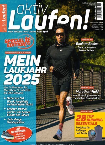 Titelbild der Ausgabe 2/2025 von aktiv Laufen. Diese Zeitschrift und viele weitere Sportmagazine als Abo oder epaper bei United Kiosk online kaufen.