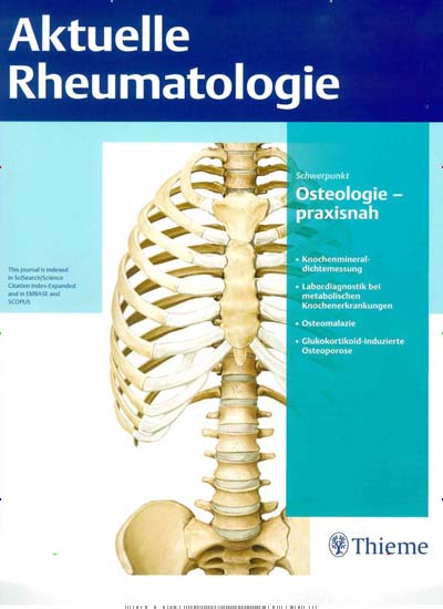 Titelbild der Ausgabe 4/2024 von Aktuelle Rheumatologie. Diese Zeitschrift und viele weitere Pflegezeitschriften und medizinische Fachzeitschriften als Abo oder epaper bei United Kiosk online kaufen.