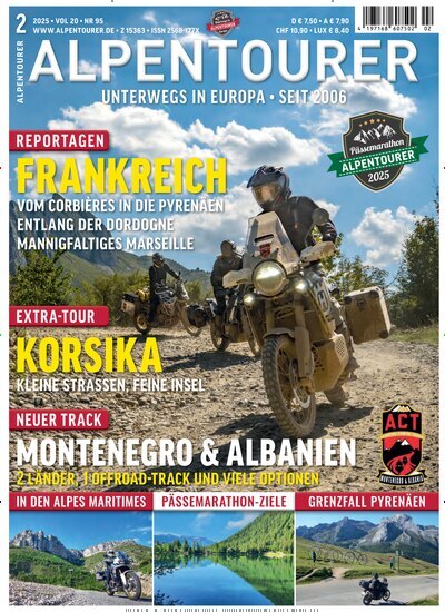 Titelbild der Ausgabe 2/2025 von Alpentourer. Diese Zeitschrift und viele weitere Automagazine und Motorradzeitschriften als Abo oder epaper bei United Kiosk online kaufen.