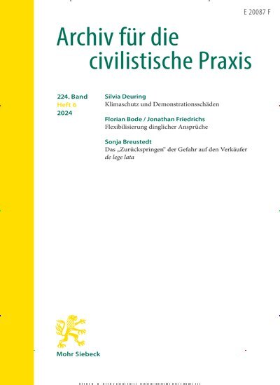 Titelbild der Ausgabe 6/2024 von Archiv für die civilistische Praxis (AcP). Diese Zeitschrift und viele weitere Jurazeitschriften und Zeitschriften für Verwaltung als Abo oder epaper bei United Kiosk online kaufen.