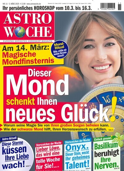 Titelbild der Ausgabe 11/2025 von Astrowoche. Diese Zeitschrift und viele weitere Frauenzeitschriften als Abo oder epaper bei United Kiosk online kaufen.