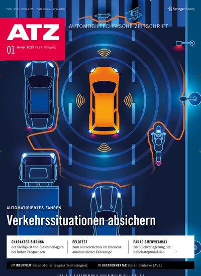 Titelbild der Ausgabe 1/2025 von ATZ Automobiltechnische Zeitschrift. Diese Zeitschrift und viele weitere Industriemagazine und Handwerkmagazine als Abo oder epaper bei United Kiosk online kaufen.