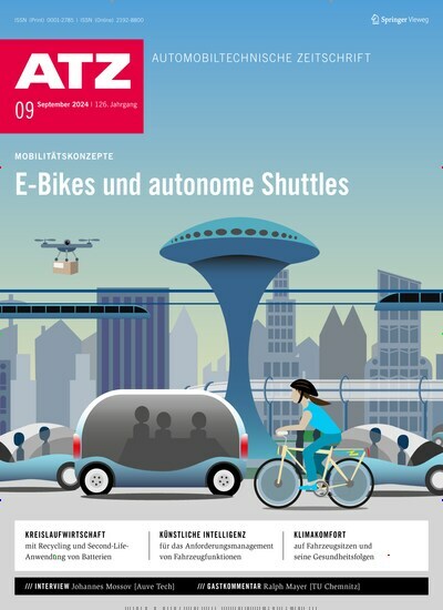 Titelbild der Ausgabe 9/2024 von ATZ Automobiltechnische Zeitschrift. Diese Zeitschrift und viele weitere Industriemagazine und Handwerkmagazine als Abo oder epaper bei United Kiosk online kaufen.