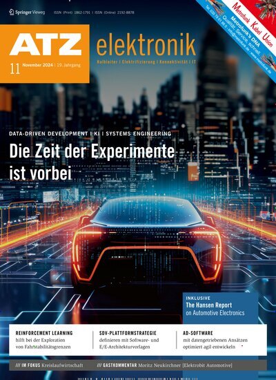 Titelbild der Ausgabe 11/2024 von ATZ elektronik. Diese Zeitschrift und viele weitere Industriemagazine und Handwerkmagazine als Abo oder epaper bei United Kiosk online kaufen.