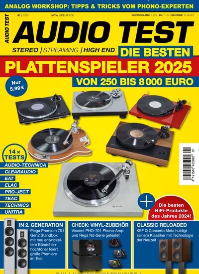 Titelbild der Ausgabe 1/2025 von Audio Test. Diese Zeitschrift und viele weitere Audiomagazine, Filmmagazine und Fotozeitschriften als Abo oder epaper bei United Kiosk online kaufen.