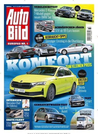 Titelbild der Ausgabe 37/2024 von Auto Bild. Diese Zeitschrift und viele weitere Automagazine und Motorradzeitschriften als Abo oder epaper bei United Kiosk online kaufen.