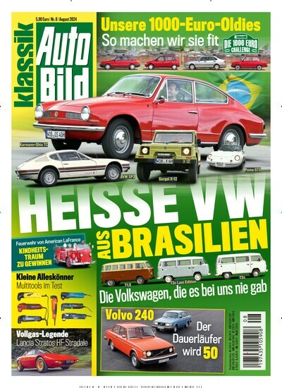 Titelbild der Ausgabe 8/2024 von Auto Bild klassik. Diese Zeitschrift und viele weitere Automagazine und Motorradzeitschriften als Abo oder epaper bei United Kiosk online kaufen.