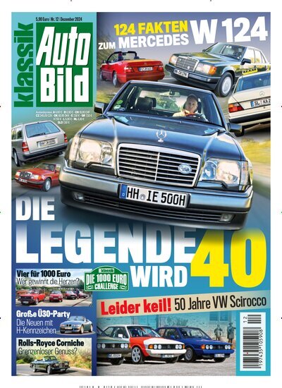 Titelbild der Ausgabe 12/2024 von Auto Bild klassik. Diese Zeitschrift und viele weitere Automagazine und Motorradzeitschriften als Abo oder epaper bei United Kiosk online kaufen.