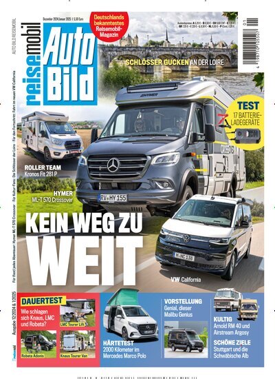 Titelbild der Ausgabe 1/2025 von Auto Bild reisemobil. Diese Zeitschrift und viele weitere Automagazine und Motorradzeitschriften als Abo oder epaper bei United Kiosk online kaufen.