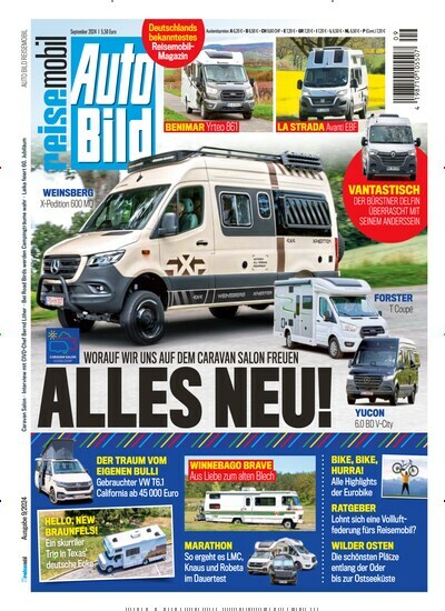 Titelbild der Ausgabe 9/2024 von Auto Bild reisemobil. Diese Zeitschrift und viele weitere Automagazine und Motorradzeitschriften als Abo oder epaper bei United Kiosk online kaufen.