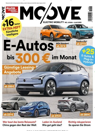 Titelbild der Ausgabe 3/2024 von auto motor sport - Moove. Diese Zeitschrift und viele weitere Automagazine und Motorradzeitschriften als Abo oder epaper bei United Kiosk online kaufen.