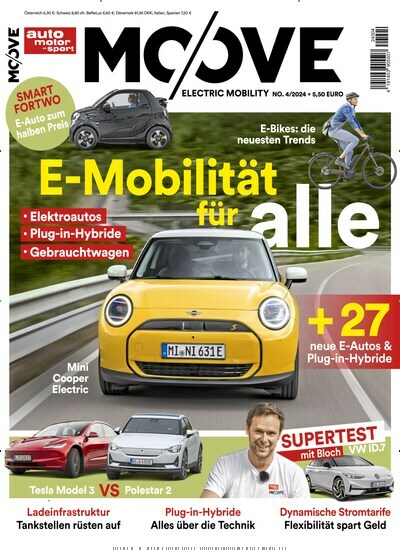 Titelbild der Ausgabe 4/2024 von auto motor sport - Moove. Diese Zeitschrift und viele weitere Automagazine und Motorradzeitschriften als Abo oder epaper bei United Kiosk online kaufen.