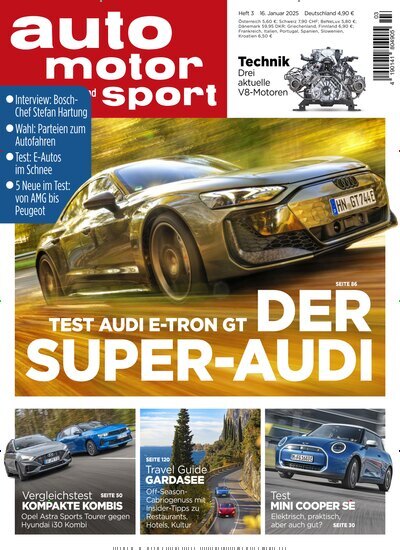 Titelbild der Ausgabe 3/2025 von auto motor und sport. Diese Zeitschrift und viele weitere Automagazine und Motorradzeitschriften als Abo oder epaper bei United Kiosk online kaufen.