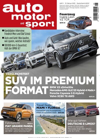 Titelbild der Ausgabe 5/2025 von auto motor und sport. Diese Zeitschrift und viele weitere Automagazine und Motorradzeitschriften als Abo oder epaper bei United Kiosk online kaufen.