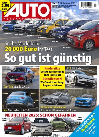 Titelbild der Ausgabe 6/2025 von Auto Straßenverkehr. Diese Zeitschrift und viele weitere Automagazine und Motorradzeitschriften als Abo oder epaper bei United Kiosk online kaufen.