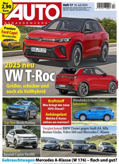 Titelbild der Ausgabe 17/2024 von Auto Straßenverkehr. Diese Zeitschrift und viele weitere Automagazine und Motorradzeitschriften als Abo oder epaper bei United Kiosk online kaufen.