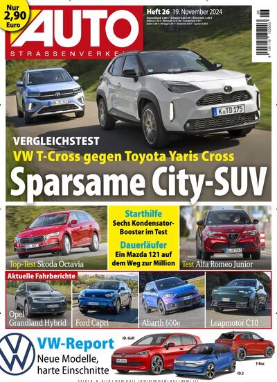 Titelbild der Ausgabe 26/2024 von Auto Straßenverkehr. Diese Zeitschrift und viele weitere Automagazine und Motorradzeitschriften als Abo oder epaper bei United Kiosk online kaufen.