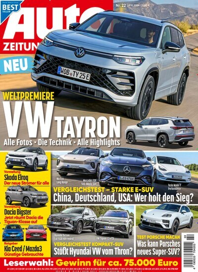 Titelbild der Ausgabe 22/2024 von Auto Zeitung. Diese Zeitschrift und viele weitere Automagazine und Motorradzeitschriften als Abo oder epaper bei United Kiosk online kaufen.