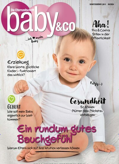 Titelbild der Ausgabe 5/2024 von Baby & Co.. Diese Zeitschrift und viele weitere Elternzeitschriften und Tierzeitschriften als Abo oder epaper bei United Kiosk online kaufen.