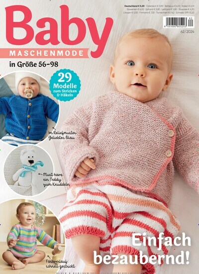 Titelbild der Ausgabe 62/2024 von Baby Maschenmode. Diese Zeitschrift und viele weitere Modemagazine und DIY-Magazine als Abo oder epaper bei United Kiosk online kaufen.