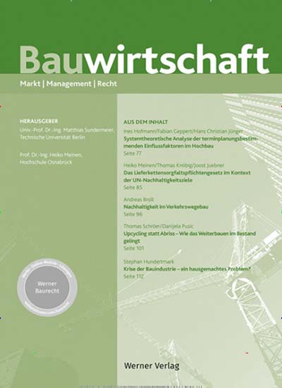 Titelbild der Ausgabe 3/2024 von BauW - Zeitschrift Bauwirtschaft. Diese Zeitschrift und viele weitere Architekturzeitschriften und Bauzeitschriften als Abo oder epaper bei United Kiosk online kaufen.