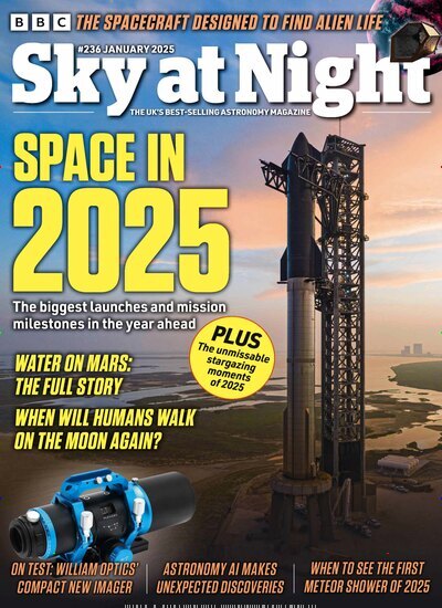 Titelbild der Ausgabe 1/2025 von BBC Sky at night. Diese Zeitschrift und viele weitere Reisemagazine, Freizeitmagazine und Wissensmagazine als Abo oder epaper bei United Kiosk online kaufen.