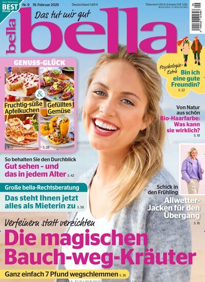 Titelbild der Ausgabe 9/2025 von bella. Diese Zeitschrift und viele weitere Frauenzeitschriften als Abo oder epaper bei United Kiosk online kaufen.