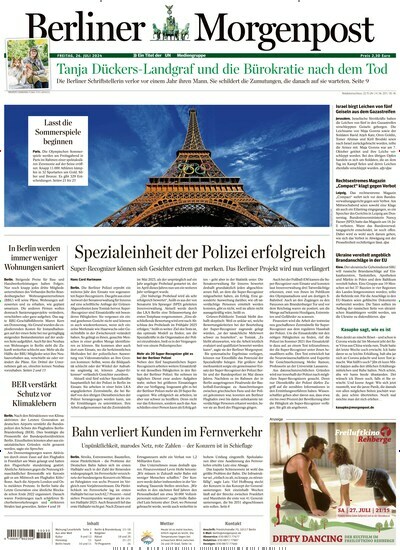 Titelbild der Ausgabe 202/2024 von Berliner Morgenpost. Diese Zeitschrift und viele weitere Zeitungsabos als Abo oder epaper bei United Kiosk online kaufen.