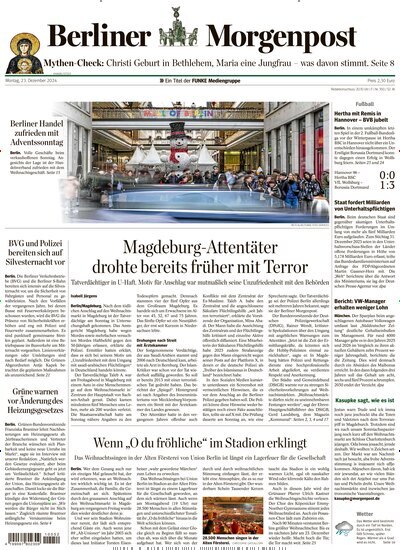 Titelbild der Ausgabe 351/2024 von Berliner Morgenpost. Diese Zeitschrift und viele weitere Zeitungsabos als Abo oder epaper bei United Kiosk online kaufen.