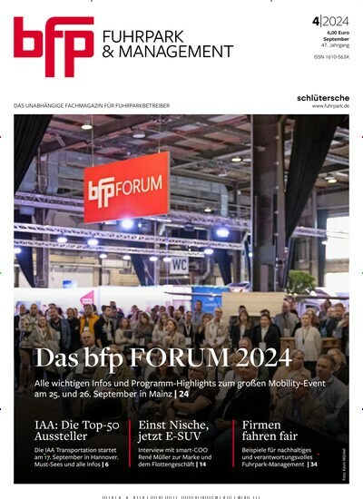 Titelbild der Ausgabe 4/2024 von bfp fuhrpark + management. Diese Zeitschrift und viele weitere Businessmagazine als Abo oder epaper bei United Kiosk online kaufen.