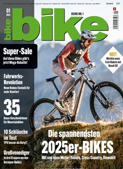 Titelbild der Ausgabe 1/2025 von bike. Diese Zeitschrift und viele weitere Sportmagazine als Abo oder epaper bei United Kiosk online kaufen.