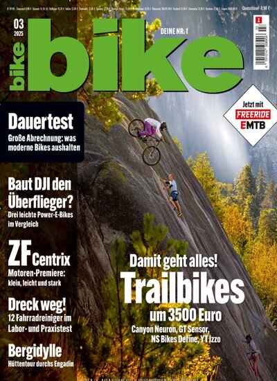 Titelbild der Ausgabe 3/2025 von bike. Diese Zeitschrift und viele weitere Sportmagazine als Abo oder epaper bei United Kiosk online kaufen.