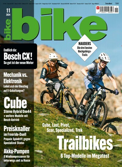 Titelbild der Ausgabe 11/2024 von bike. Diese Zeitschrift und viele weitere Sportmagazine als Abo oder epaper bei United Kiosk online kaufen.