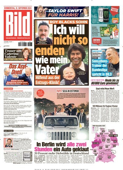 Titelbild der Ausgabe 215/2024 von BILD. Diese Zeitschrift und viele weitere Zeitungsabos als Abo oder epaper bei United Kiosk online kaufen.