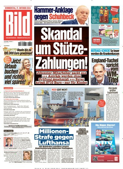 Titelbild der Ausgabe 244/2024 von BILD. Diese Zeitschrift und viele weitere Zeitungsabos als Abo oder epaper bei United Kiosk online kaufen.