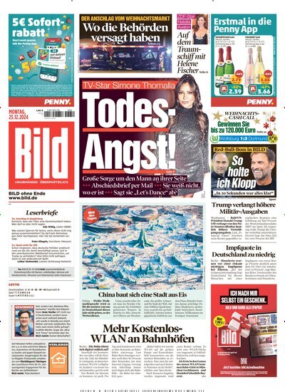 Titelbild der Ausgabe 301/2024 von BILD. Diese Zeitschrift und viele weitere Zeitungsabos als Abo oder epaper bei United Kiosk online kaufen.