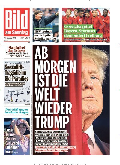 Titelbild der Ausgabe 3/2025 von Bild am Sonntag Gesamtausgabe. Diese Zeitschrift und viele weitere Zeitungsabos als Abo oder epaper bei United Kiosk online kaufen.