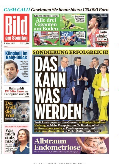 Titelbild der Ausgabe 10/2025 von Bild am Sonntag Gesamtausgabe. Diese Zeitschrift und viele weitere Zeitungsabos als Abo oder epaper bei United Kiosk online kaufen.