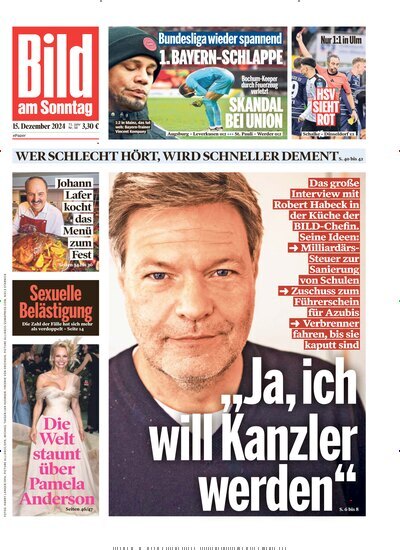 Titelbild der Ausgabe 50/2024 von Bild am Sonntag Gesamtausgabe. Diese Zeitschrift und viele weitere Zeitungsabos als Abo oder epaper bei United Kiosk online kaufen.